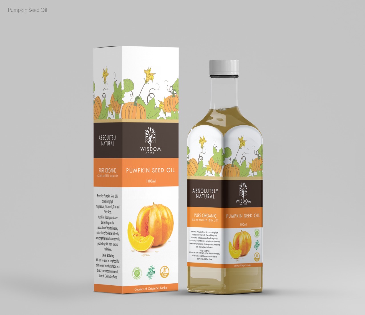 PUMPKIN SEED OIL - Ceylon Natural & Virgin 100% Pumpkin Seed Oil, Cold Pressed, 100ml, Salad dressings, or drizzled directly onto food